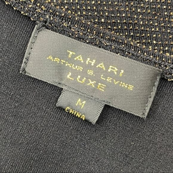 Tahari Luxe Sleeveless Blouse Black and Gold Size Medium - Picture 5 of 5